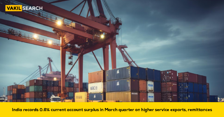 India Records 0.6% Current Account Surplus in March Quarter on Strong Service Exports, Remittances